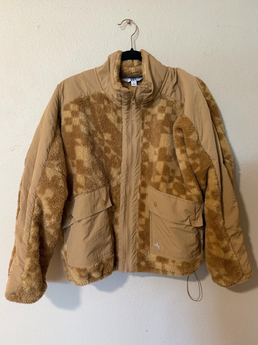 JoyLab Women’s Camel Tan Faux-Shearling Fleece Jacket